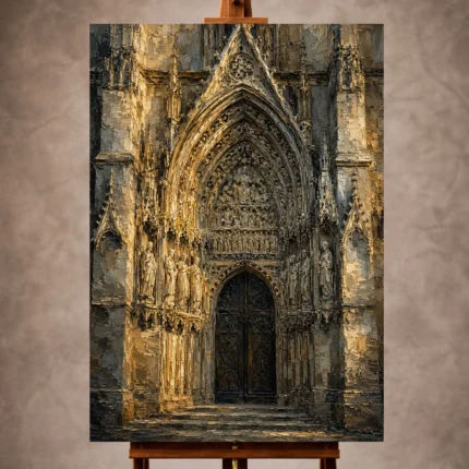 Gothic Cathedral Portal Classical Architecture Wall Art Canvas Print