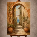 Sea View Archway Mediterranean Architecture Wall Art Canvas Print
