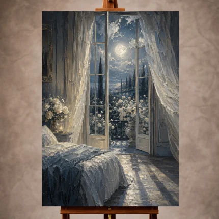 Moonlit Bedroom Wall Art wall art print for elegant interiors
