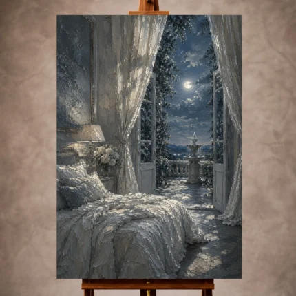 Moonlit Bedroom Wall Art wall art print for elegant interiors