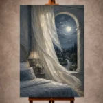 Moonlit Lake Retreat Moonlit Bedroom Wall Art Canvas Print