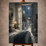 Moonlit Bedroom Wall Art wall art print for elegant interiors