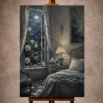 Moonlit Bedroom Wall Art wall art print for elegant interiors