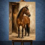 Chestnut Stable Horse Wall Art Canvas Print - Image 2