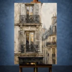 Shuttered Balcony Parisian Architecture Wall Art Canvas Print - Image 2