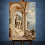 Coastal Loggia Mediterranean Architecture Wall Art Canvas Print - Image 2