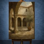 Shadowed Cloister Mediterranean Architecture Wall Art Canvas Print - Image 2