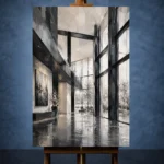 Black Steel Atrium Modern Architecture Wall Art Canvas Print - Image 2