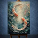 Twin Koi Fish Sea Life Wall Art Canvas Print - Image 2