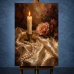 Candlelit Rose Romantic Bedroom Wall Art Canvas Print - Image 3