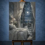 Moonlit Canopy Courtyard Moonlit Bedroom Wall Art Canvas Print - Image 3
