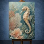 Coastal Seahorse Sea Life Wall Art Canvas Print - Image 2