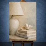 Seashell Lamp Coastal Bedroom Wall Art Canvas Print - Image 3