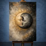 Celestial Eclipse Sun and Moon Wall Art Canvas Print - Image 3