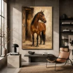 Chestnut Stable Horse Wall Art Canvas Print - Image 3