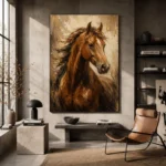 Chestnut Horse Portrait Horse Wall Art Canvas Print - Image 3