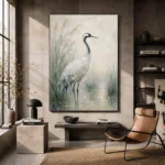 Elegant Crane Bird Wall Art Canvas Print - Image 3