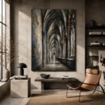 Vaulted Corridor Gothic Architecture Wall Art Canvas Print - Image 3