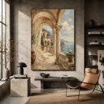 Coastal Loggia Mediterranean Architecture Wall Art Canvas Print - Image 3