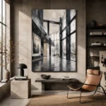 Black Steel Atrium Modern Architecture Wall Art Canvas Print - Image 3