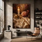 Candlelit Rose Romantic Bedroom Wall Art Canvas Print - Image 4