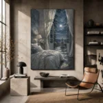 Moonlit Canopy Courtyard Moonlit Bedroom Wall Art Canvas Print - Image 4