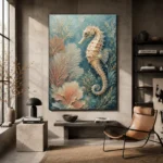 Coastal Seahorse Sea Life Wall Art Canvas Print - Image 3