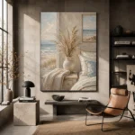 Pampas Vase Coastal Bedroom Wall Art Canvas Print - Image 4