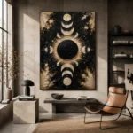Black Eclipse Halo Moon Phase Wall Art Canvas Print - Image 4