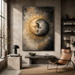 Celestial Eclipse Sun and Moon Wall Art Canvas Print - Image 4