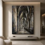 Vaulted Corridor Gothic Architecture Wall Art Canvas Print - Image 4