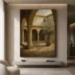 Shadowed Cloister Mediterranean Architecture Wall Art Canvas Print - Image 4