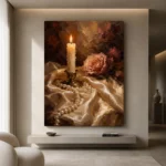 Candlelit Rose Romantic Bedroom Wall Art Canvas Print - Image 5