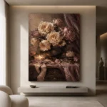 Candlelit Rose Bouquet Romantic Bedroom Wall Art Canvas Print - Image 5