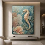 Coastal Seahorse Sea Life Wall Art Canvas Print - Image 4