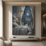 Moonlit Canopy Courtyard Moonlit Bedroom Wall Art Canvas Print - Image 5