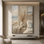 Pampas Vase Coastal Bedroom Wall Art Canvas Print - Image 5
