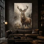 Lakeside Stag Wildlife Portrait Wall Art Canvas Print - Image 5