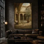 Shadowed Cloister Mediterranean Architecture Wall Art Canvas Print - Image 5