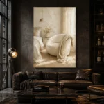 Sunlit Boucle Chair Serene Neutral Bedroom Wall Art Canvas Print - Image 5