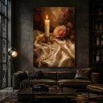 Candlelit Rose Romantic Bedroom Wall Art Canvas Print - Image 6