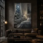 Moonlit Blossom Courtyard Moonlit Bedroom Wall Art Canvas Print - Image 6