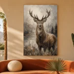 Lakeside Stag Wildlife Portrait Wall Art Canvas Print - Image 6