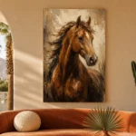 Chestnut Horse Portrait Horse Wall Art Canvas Print - Image 6