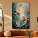 Twin Koi Fish Sea Life Wall Art Canvas Print - Image 6
