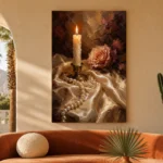 Candlelit Rose Romantic Bedroom Wall Art Canvas Print - Image 7