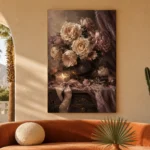 Candlelit Rose Bouquet Romantic Bedroom Wall Art Canvas Print - Image 7