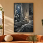 Moonlit Blossom Courtyard Moonlit Bedroom Wall Art Canvas Print - Image 7