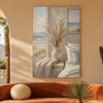 Pampas Vase Coastal Bedroom Wall Art Canvas Print - Image 7