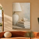 Seashell Lamp Coastal Bedroom Wall Art Canvas Print - Image 7